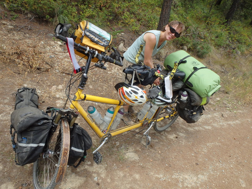 GDMBR: Terry is putting trash away in a side pocket.